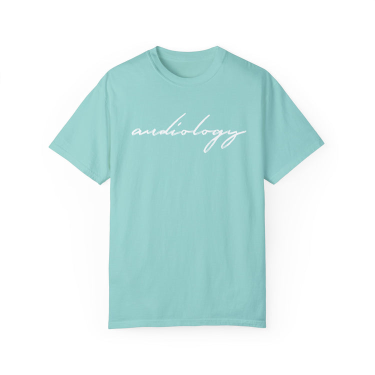simple cursive audiology comfort colors tee