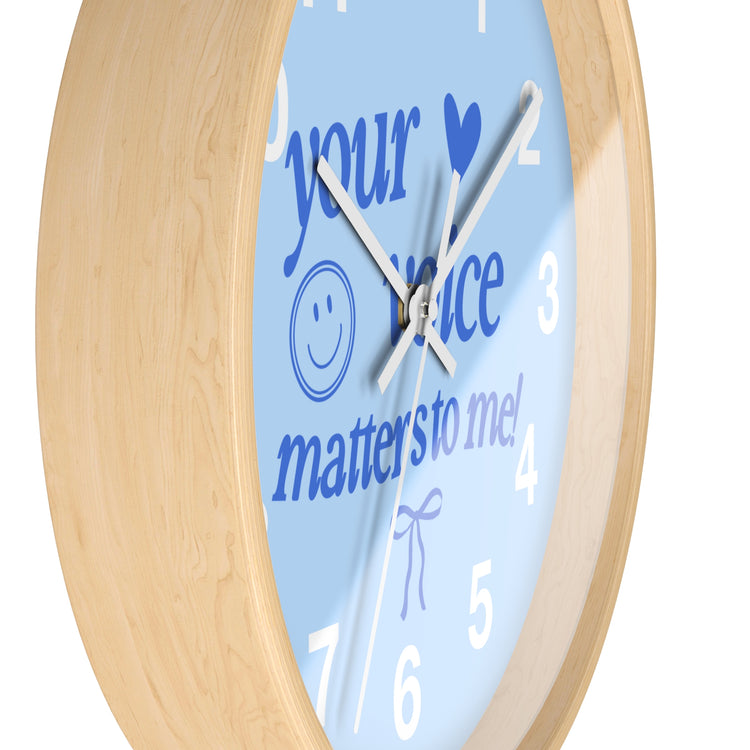 your voice matters to me blue bow clock