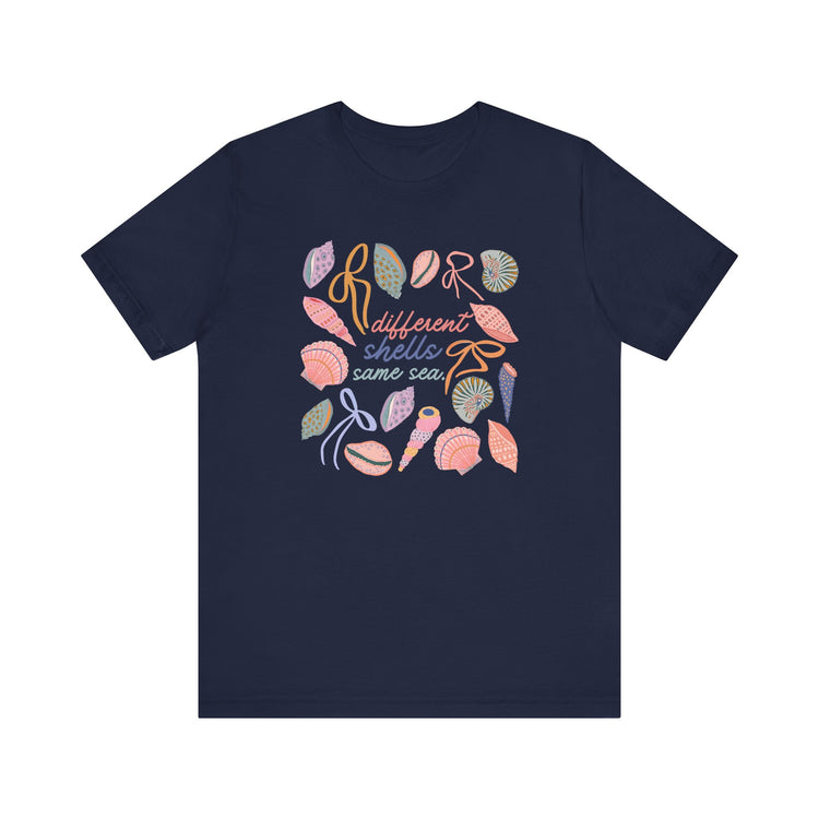 different shells, same sea short sleeve tee
