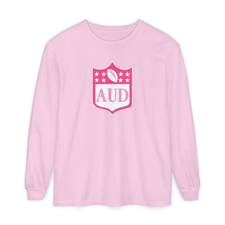 AUD football crest comfort colors long sleeve tee