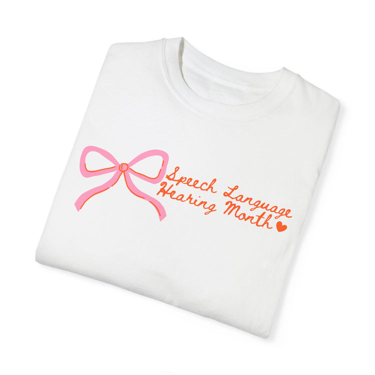 NSLHM pink bow comfort colors tee