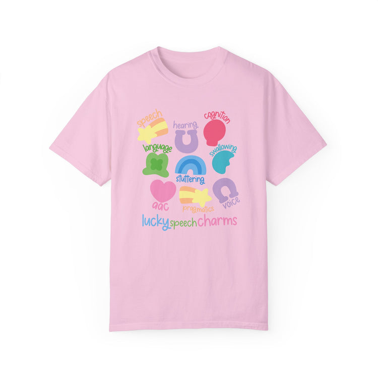 lucky speech charms comfort colors tee