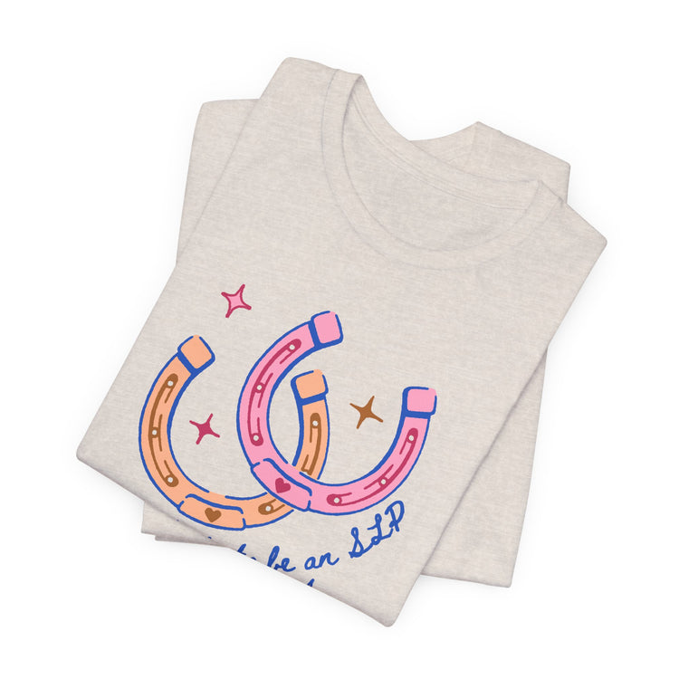 horseshoe lucky to be an SLP tee