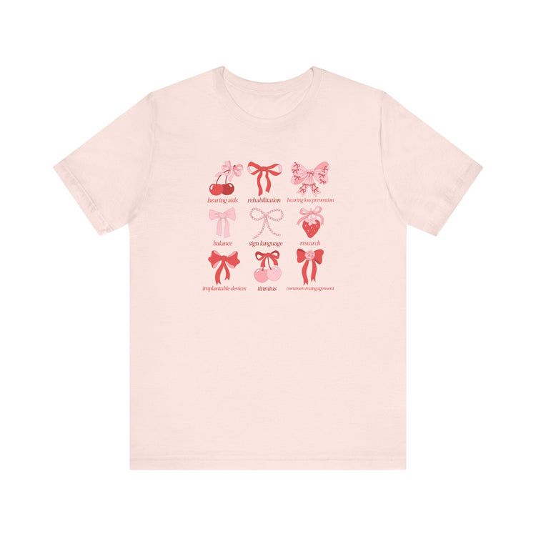 audiology scope cherry bow short sleeve tee
