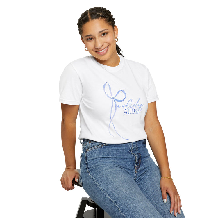 blue bow audiology comfort colors tee