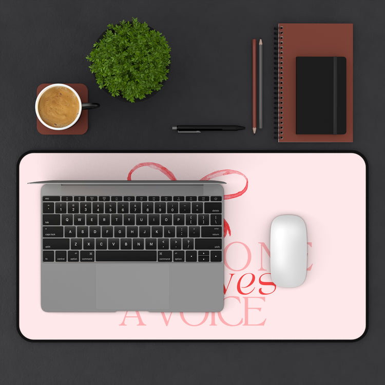 everyone deserves a voice bow red desk mat