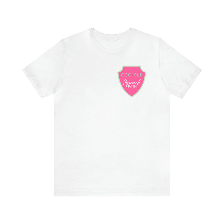 speech path ccc badge short sleeve tee