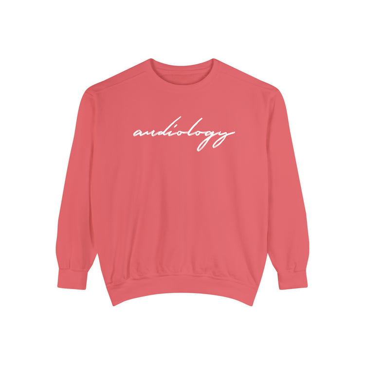 audiology cursive simple comfort colors crewneck