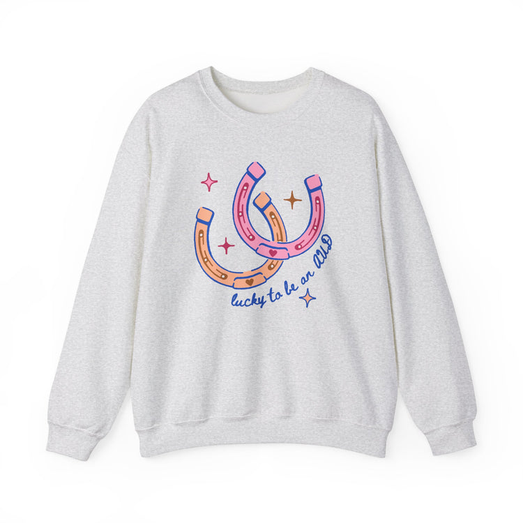 lucky to be an AUD horseshoe crewneck