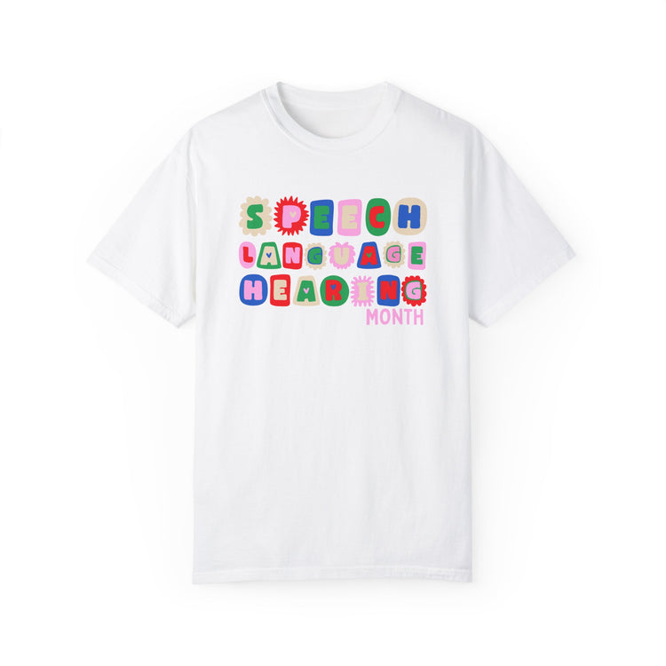 NSLHM block letters comfort colors tee