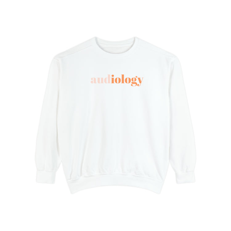 simple orange/pink audiology comfort colors crewneck