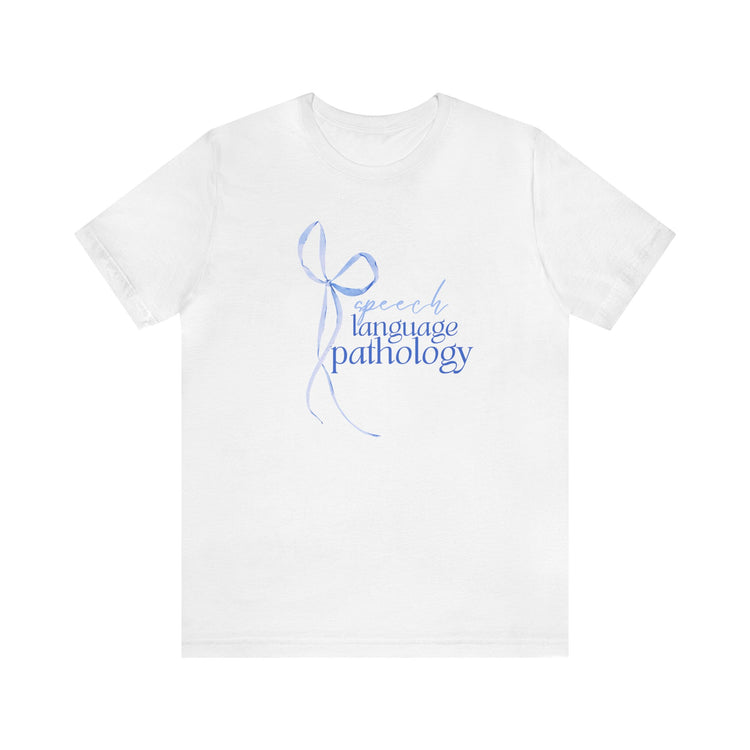 blue bow speech language pathology short sleeve tee