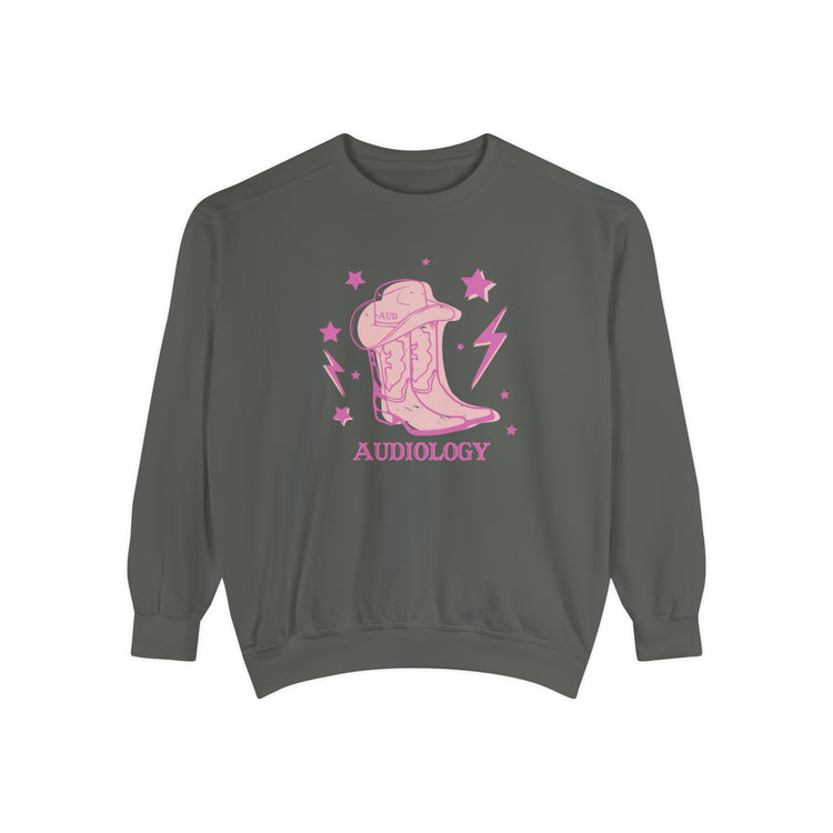 cowboy boots audiology comfort colors crewneck
