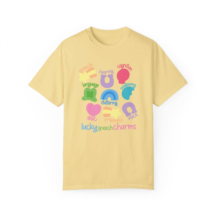 lucky speech charms comfort colors tee