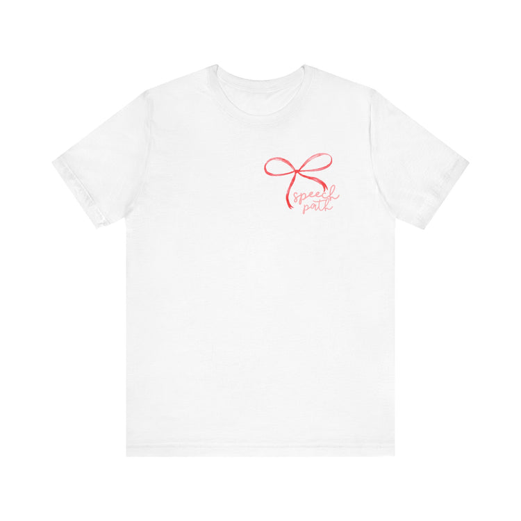 everyone deserves a voice red bow short sleeve tee