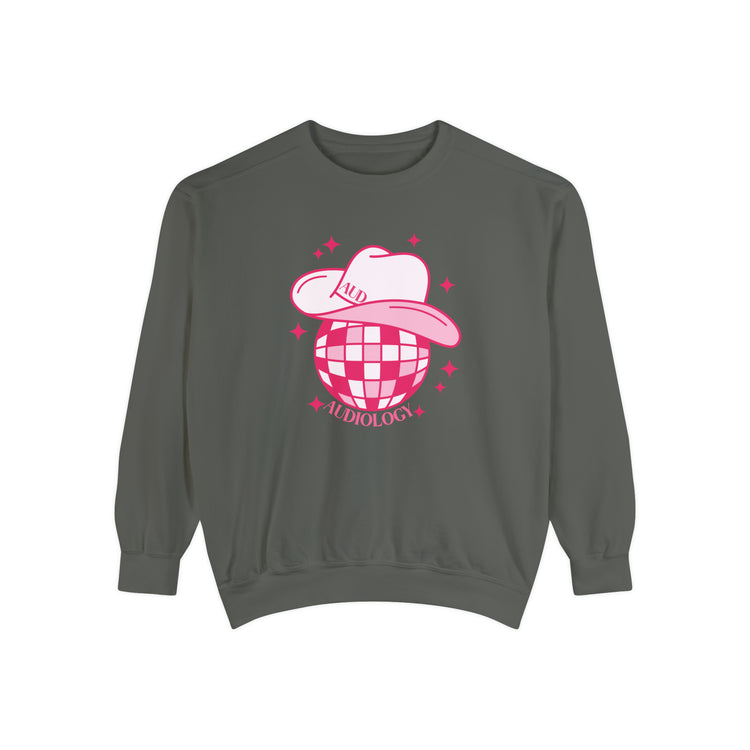 disco cowboy audiology comfort colors crewneck