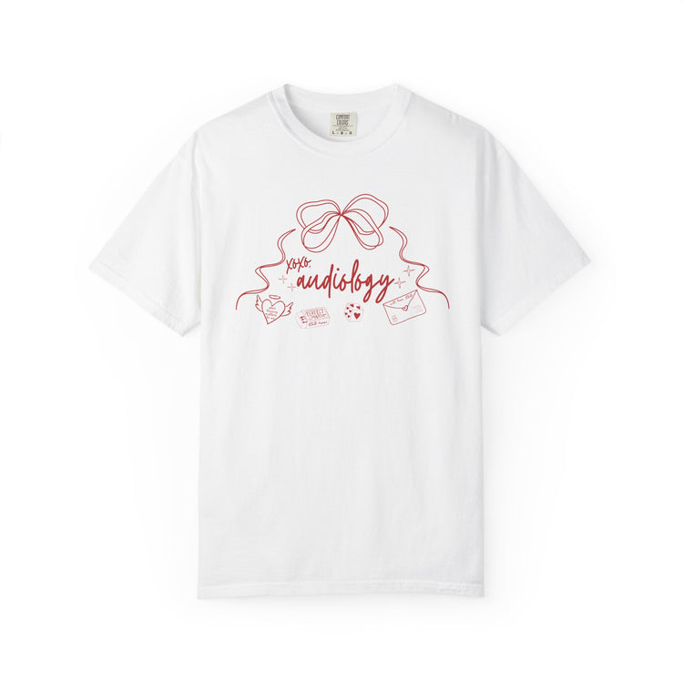 xoxo audiology bow comfort colors tee