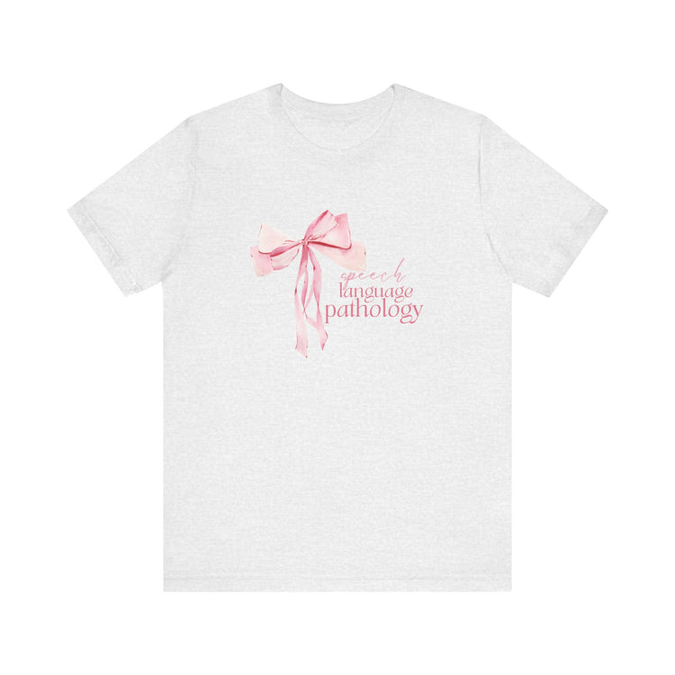 pink bow speech language pathology short sleeve tee