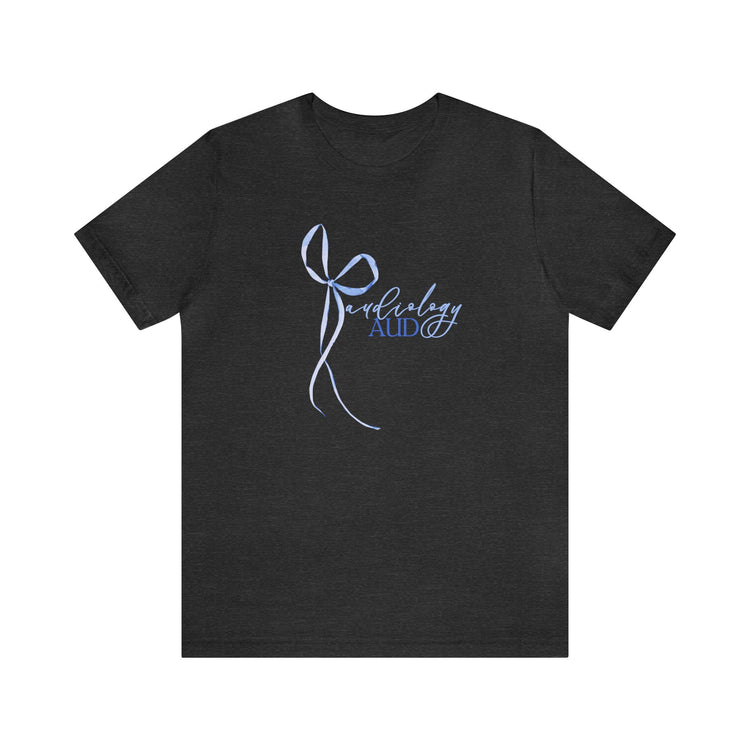 blue bow audiology short sleeve tee