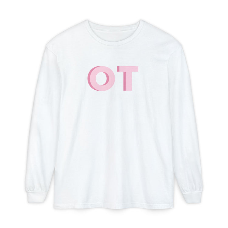 pink block OT comfort colors long sleeve tee