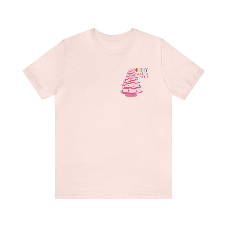 merry speech path ceramic pink tree short sleeve tee