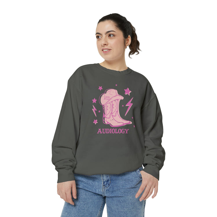 cowboy boots audiology comfort colors crewneck