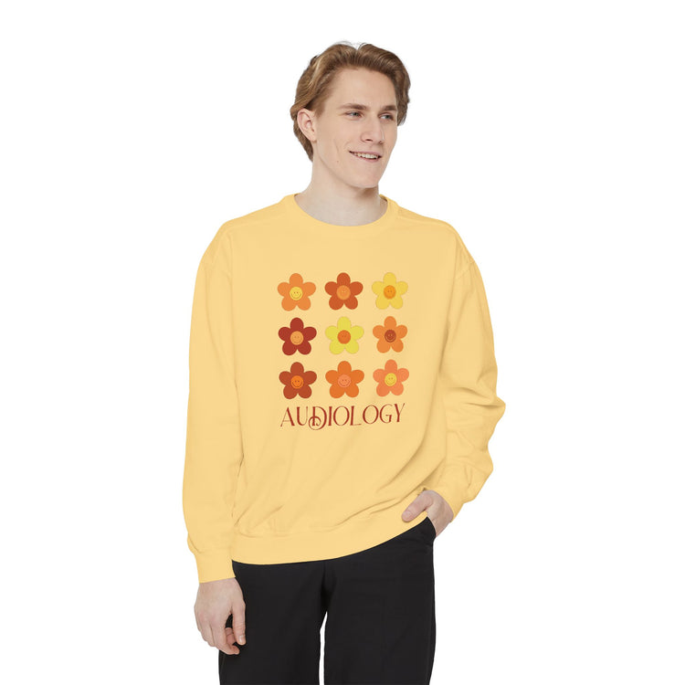 audiology fall flowers comfort colors crewneck