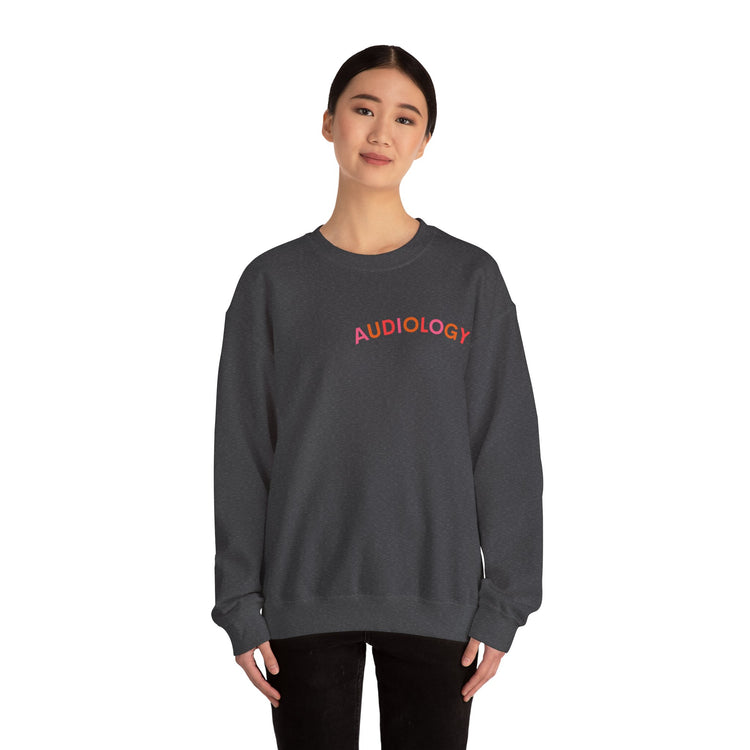 colorful audiology arch crewneck