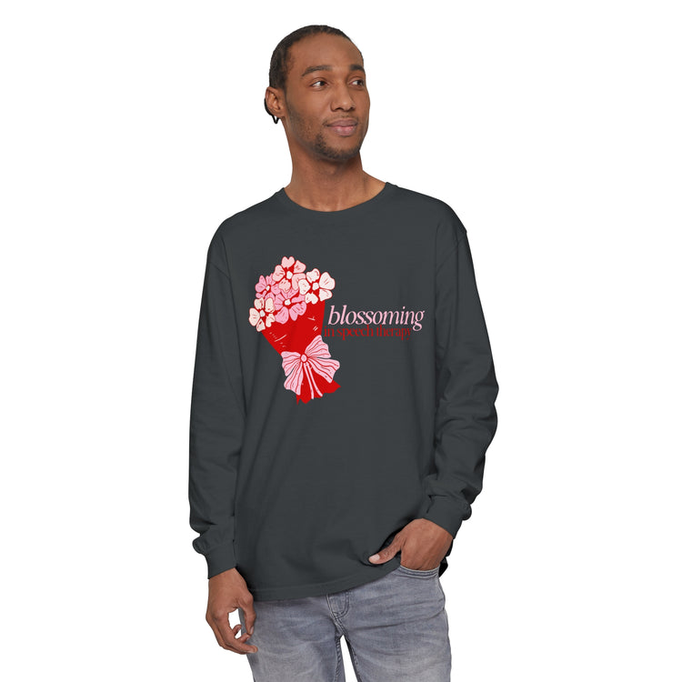 blossoming in speech flowers long sleeve tee