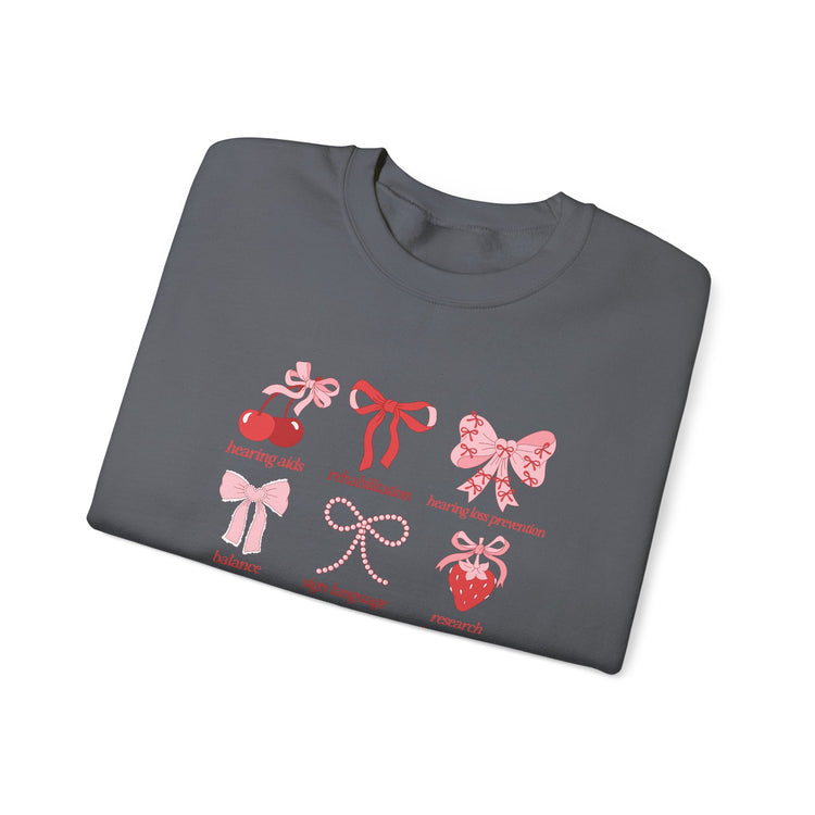 audiology scope cherry bow crewneck