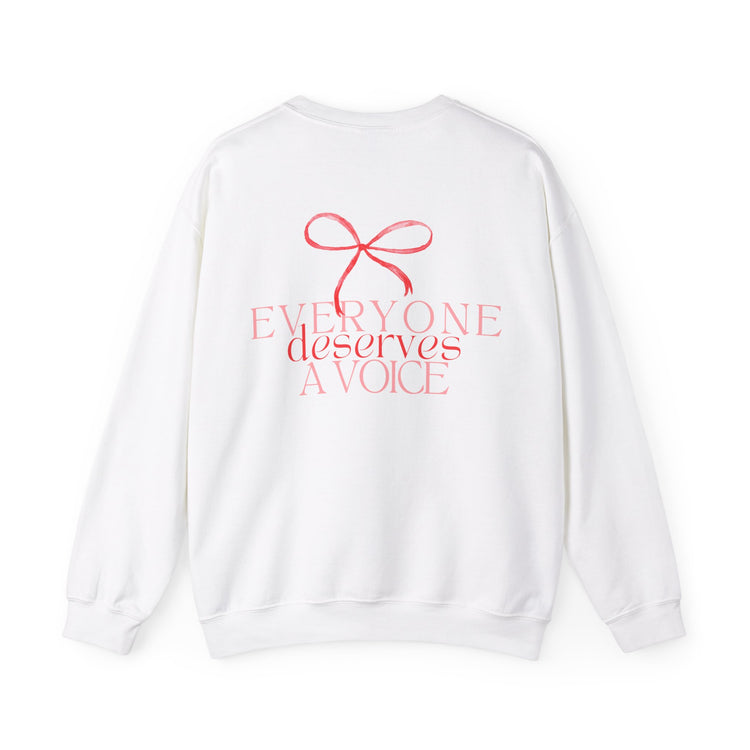 everyone deserves a voice red bow crewneck