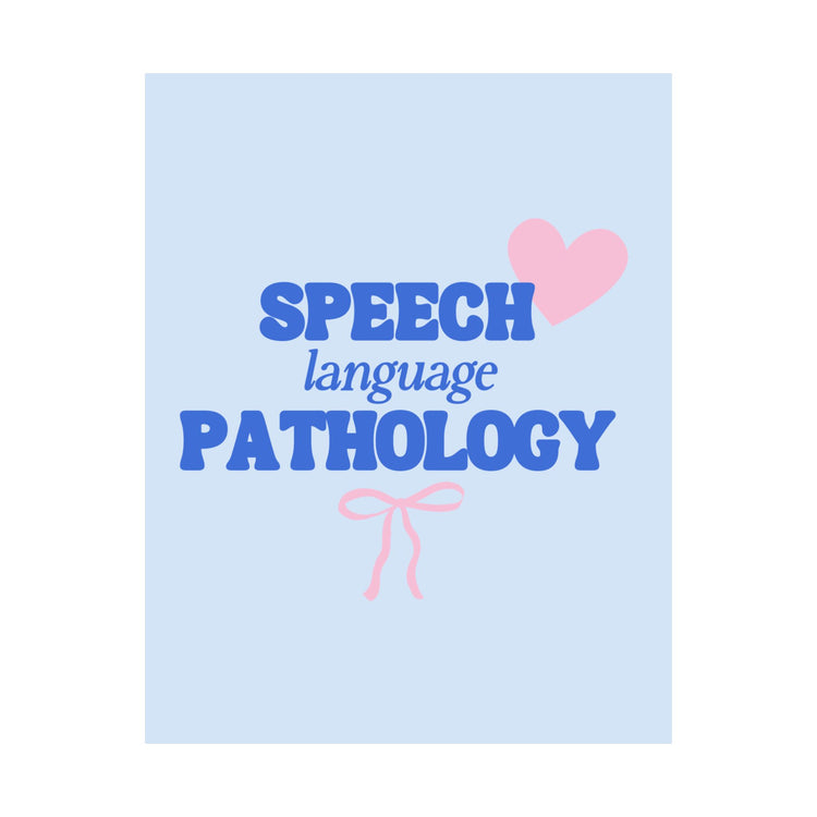 speech language pathology hearts + bow wall poster