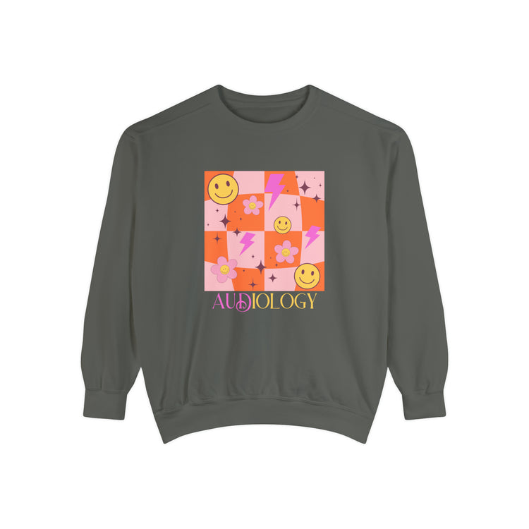 smiley disco audiology comfort colors crewneck