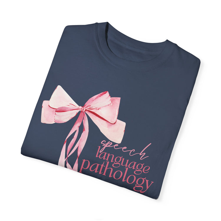 pink bow speech language pathology comfort colors tee