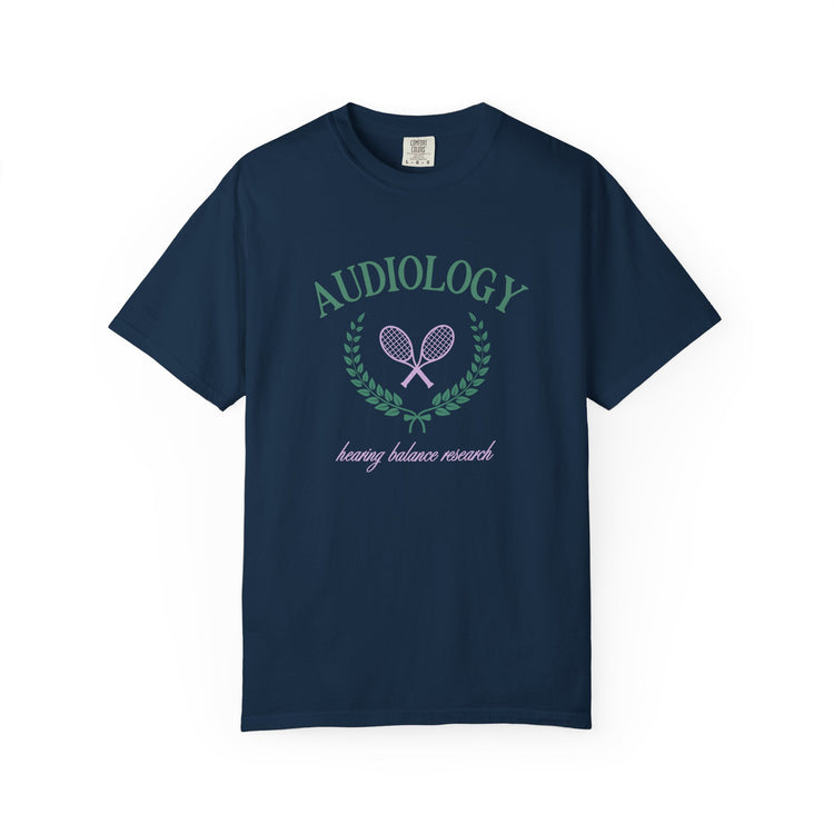 audiology tennis crest comfort colors tee