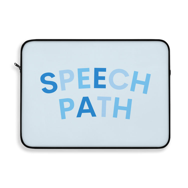 blue speech path arch laptop sleeve