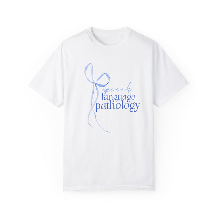 blue bow speech language pathology comfort colors tee