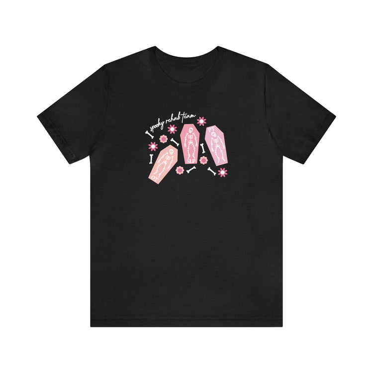 spooky rehab team skeleton bones short sleeve tee
