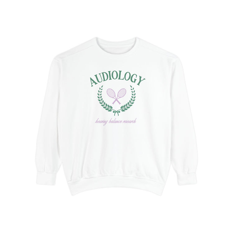 audiology tennis crest comfort colors crewneck