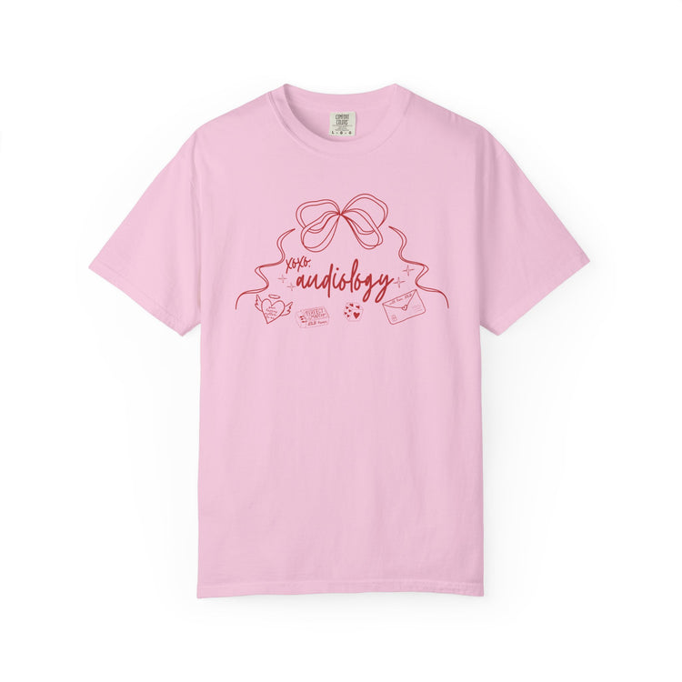 xoxo audiology bow comfort colors tee