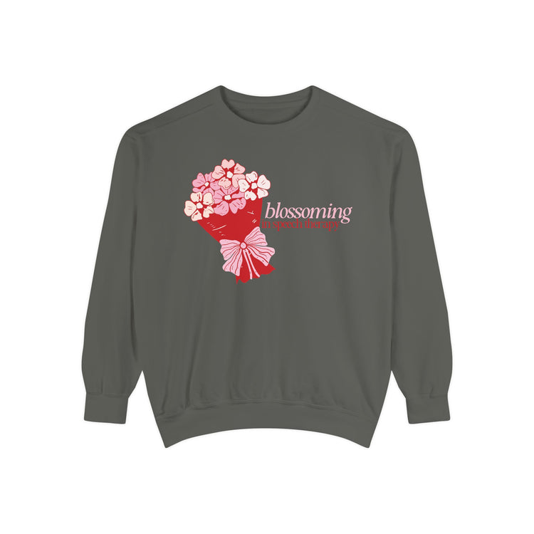 blossoming in speech flowers comfort colors crewneck
