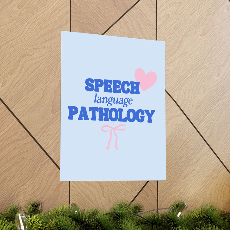 speech language pathology hearts + bow wall poster