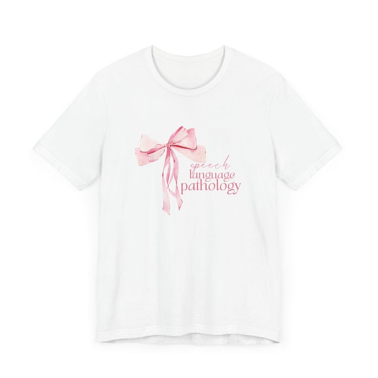 pink bow speech language pathology short sleeve tee