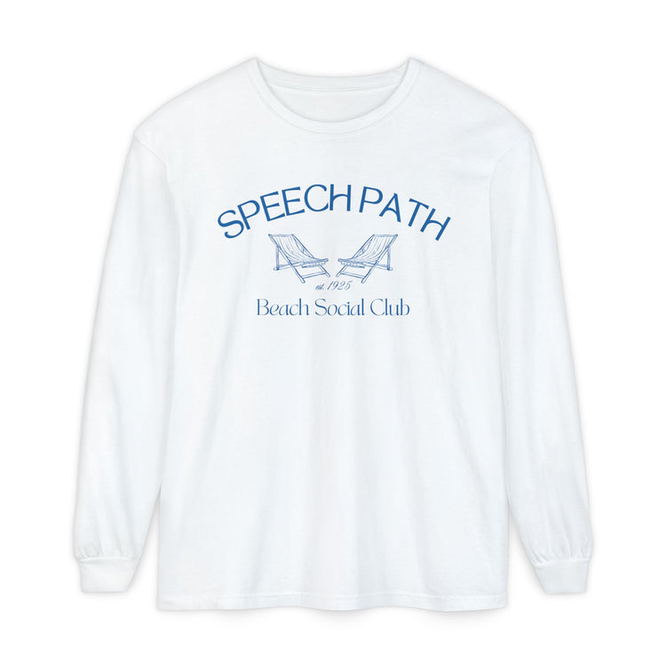speech path beach chairs comfort colors long sleeve tee