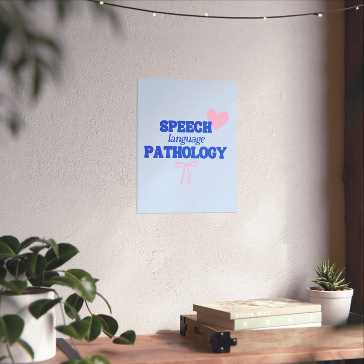 speech language pathology hearts + bow wall poster