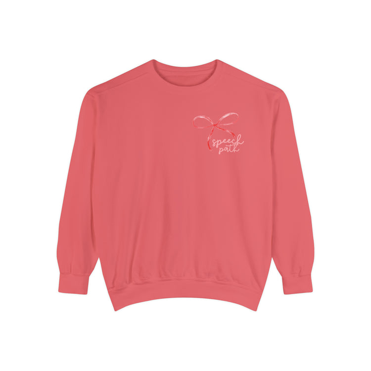 everyone deserves a voice red bow comfort colors crewneck