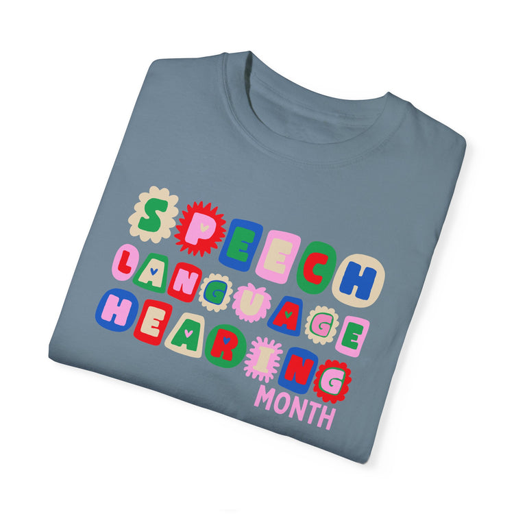 NSLHM block letters comfort colors tee