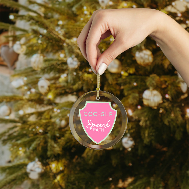 CCC-SLP badge glass ornament