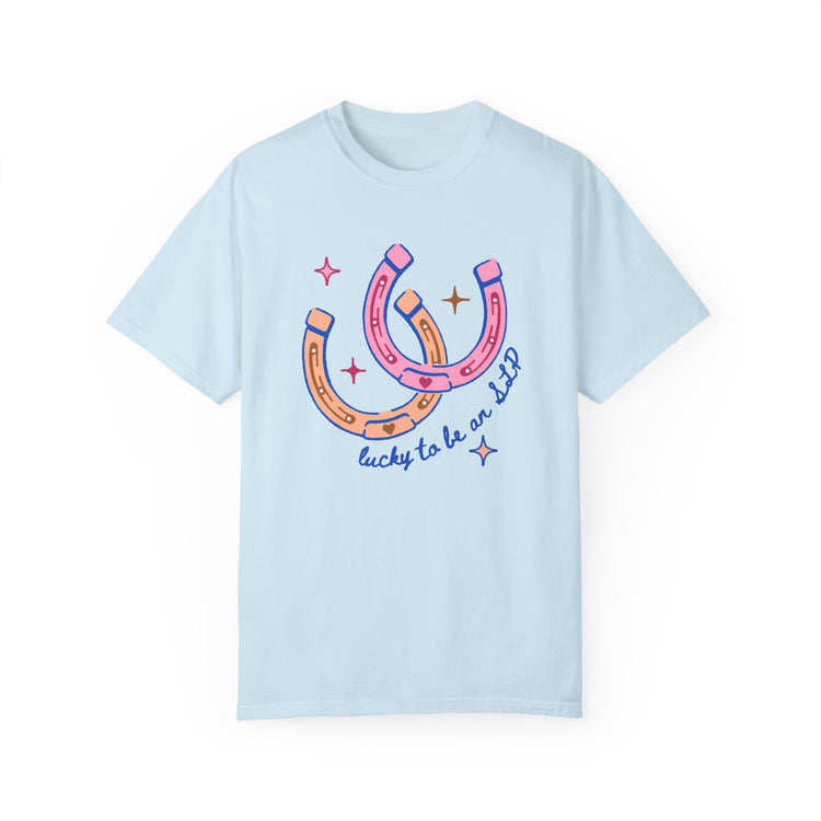 horseshoe lucky to be an SLP comfort colors tee