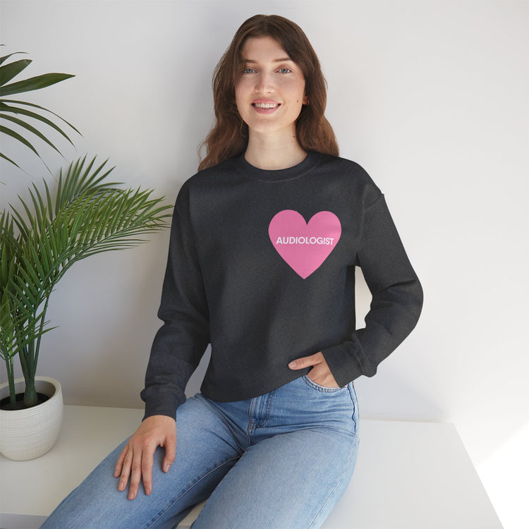 pink heart audiology crewneck